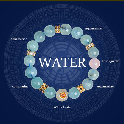 Buddhist Blessing Five Elements Various Agate Crystal Green Phantom Rutilated Quartz Green Grape Agate Malachite Luck Bracelet