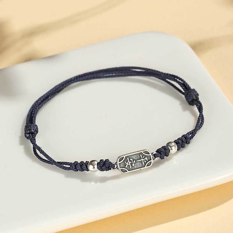 Buddhist Blessing Handmade 925 Sterling Silver Peace And Joy Safe Well Protection Braided Bracelet