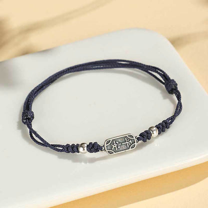 Buddhist Blessing Handmade 925 Sterling Silver Peace And Joy Safe Well Protection Braided Bracelet