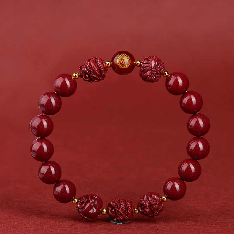 Buddhist Blessing Chinese Zodiac Cinnabar Keep Away Evil Spirits Blessing Bracelet
