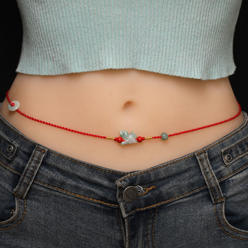 Buddhist Blessing Jade Peace Buckle Blessing Red String Belly Chain