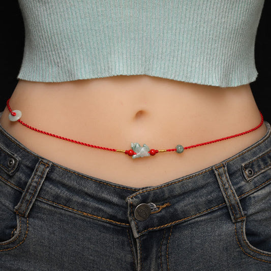 Buddhist Blessing Jade Peace Buckle Blessing Red String Belly Chain