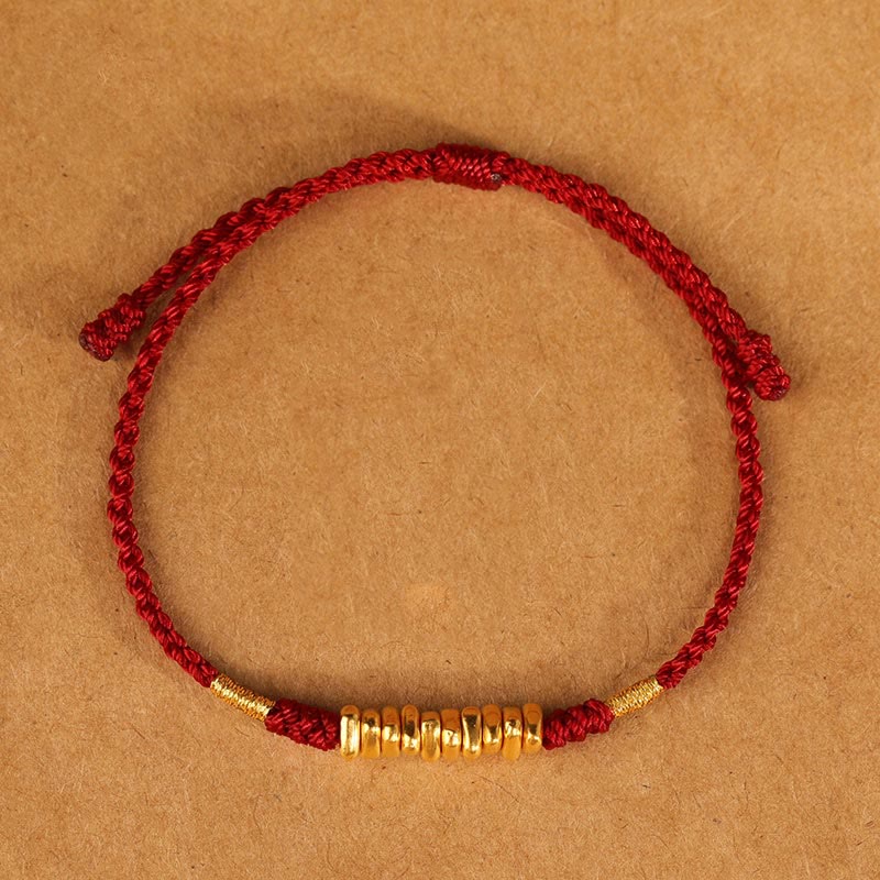 Buddhist Blessing 999 Gold Small Pieces String Protection Luck Ultra-Thin Braided Bracelet