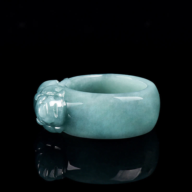 Buddhist Blessing Fengshui Wealth Prosperity Jade PiXiu Luck Ring