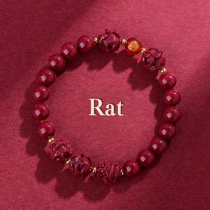 Buddhist Blessing Chinese Zodiac Cinnabar Keep Away Evil Spirits Blessing Bracelet