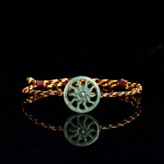 Buddhist Blessing Jade Sun Braided Rope Abundance Bracelet