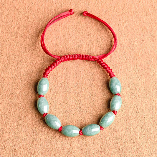 Buddhist Blessing Jade Luck Red String Bracelet
