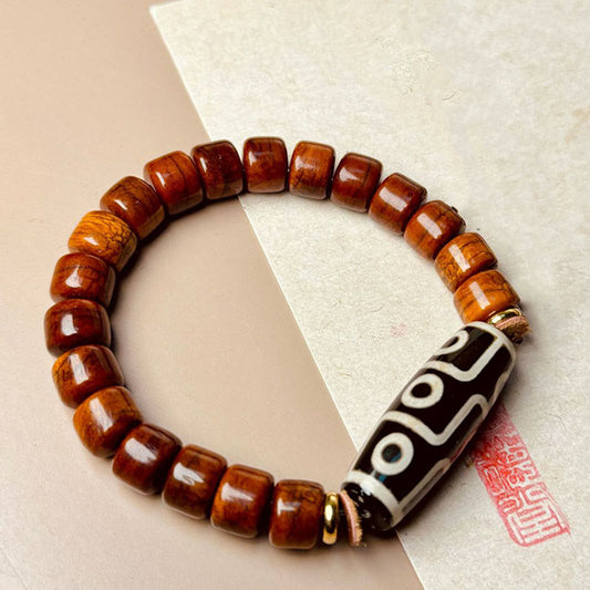Buddhist Blessing Tibetan Bone Beads Nine-Eye Dzi Bead Protection Bracelet