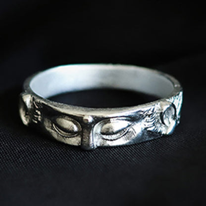 Buddhist Blessing 999 Sterling Silver Buddhist Blessing  Eyes Protection Ring