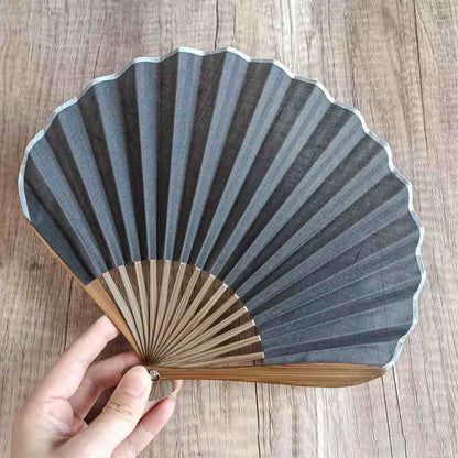 Buddhist Blessing Retro Solid Color Shell Shape Handheld Bamboo Folding Fan