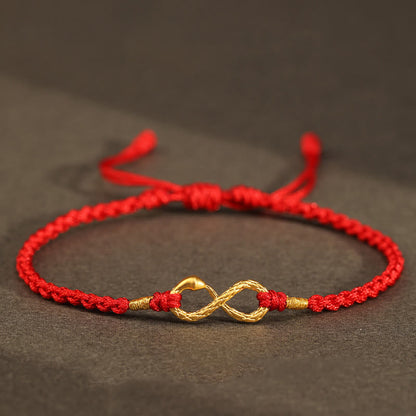 Buddhist Blessing 999 Gold Year of the Snake Eternal Endless Knot Infinity Handmade Luck Bracelet