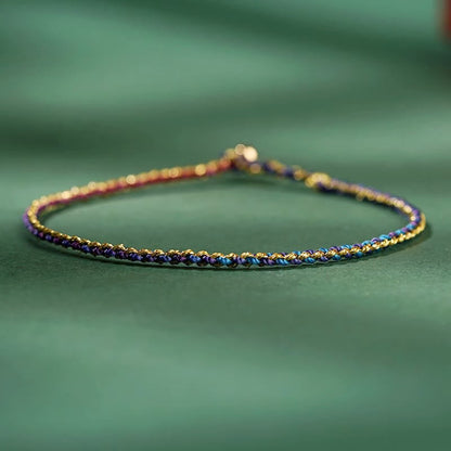 Buddhist Blessing Colorful Rope Luck Coin Bead Abundance Extra Thin Braided Bracelet