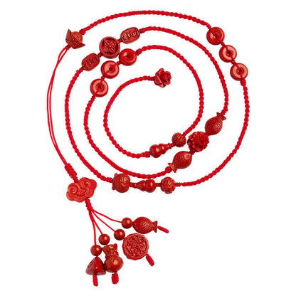 Buddhist Blessing Natural Cinnabar Calm Blessing Red String Belly Chain
