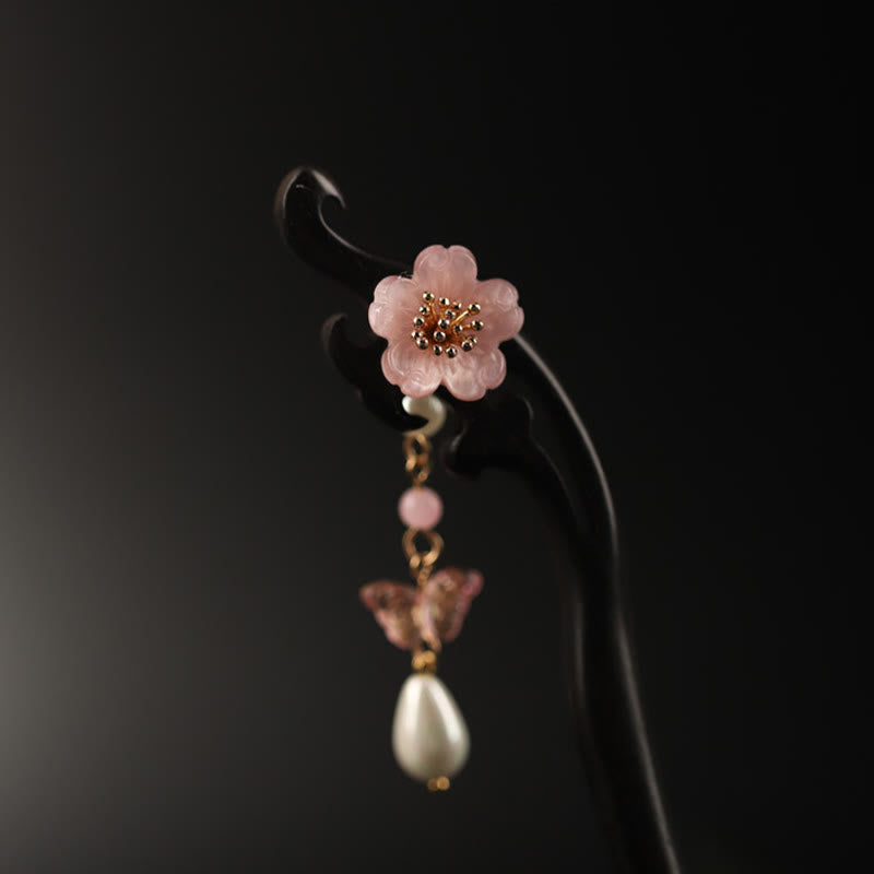 Buddhist Blessing Ebony Flower Butterfly Blessing Hairpin