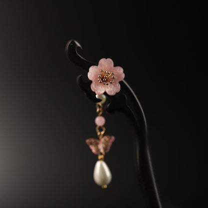 Buddhist Blessing Ebony Flower Butterfly Blessing Hairpin