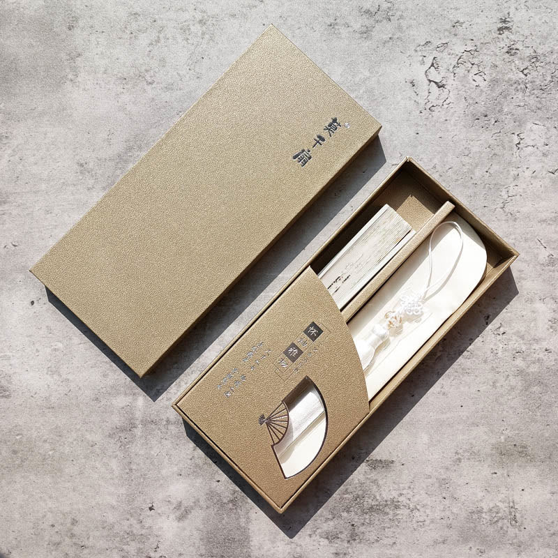 Buddhist Blessing Crane Plum Blossom Handheld Silk Bamboo Folding Fan