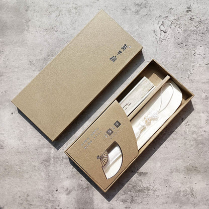 Buddhist Blessing Crane Plum Blossom Handheld Silk Bamboo Folding Fan