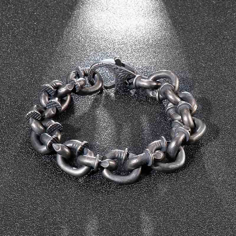 Buddhist Blessing Square Rivets Titanium Steel Good Luck Balance Bracelet