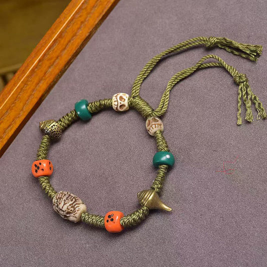 Buddhist Blessing Tibetan Dragon Pattern Dice Handmade Rope Bracelet