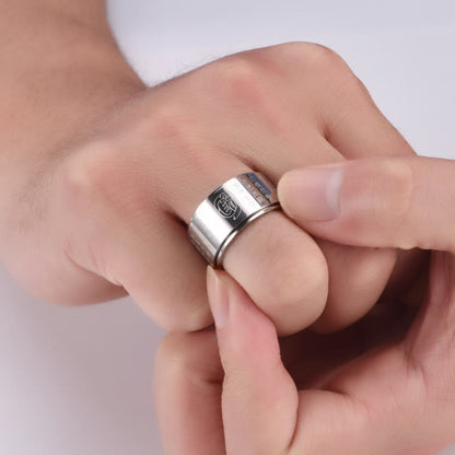 Buddhist Blessing Tibetan Golden Light Mantra Titanium Steel Smooth Surface Spinner Balance Ring