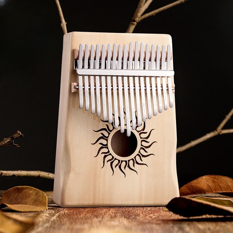 Buddhist Blessing Kalimba 17/21 Keys Thumb Piano Sun Pattern Maple Wood Beginners Portable Finger Piano