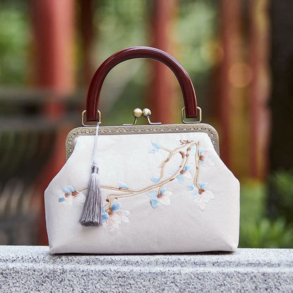 Buddhist Blessing Flower Embroidery Handbag Crossbody Bag