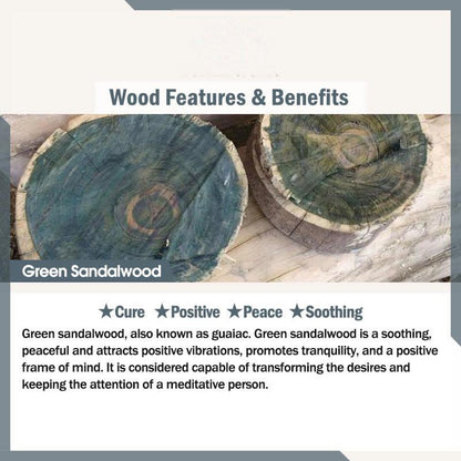 Buddhist Blessing Ebony Wood Green Sandalwood Copper Brass Dzi Bead Black Onyx Calm Double Wrap Bracelet