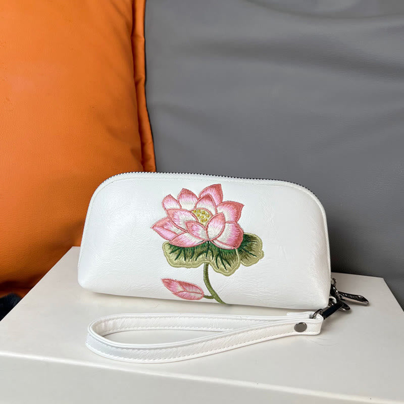 Buddhist Blessing Lotus Su Embroidery Journey Shopping Purse Handbag