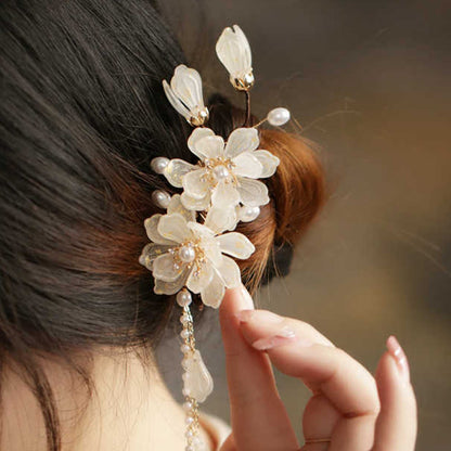 Buddhist Blessing Classical Magnolia Tassel Side Hair Clip