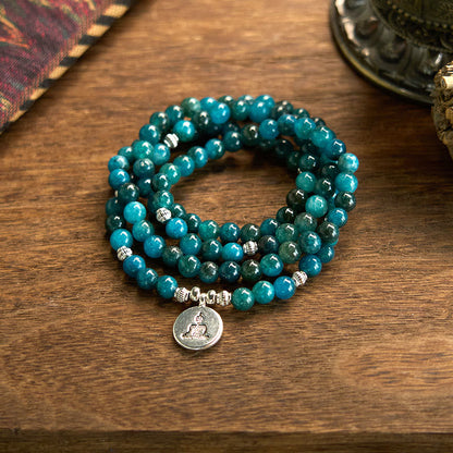 Buddhist Blessing 108 Mala Beads Apatite Bead Om The Tree Of Life Lotus Buddhist Blessing Bracelet
