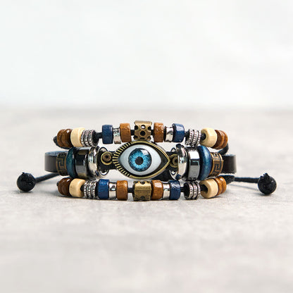 Buddhist Blessing Tibetan Evil Eye Leather Adjustable Protection Bracelet