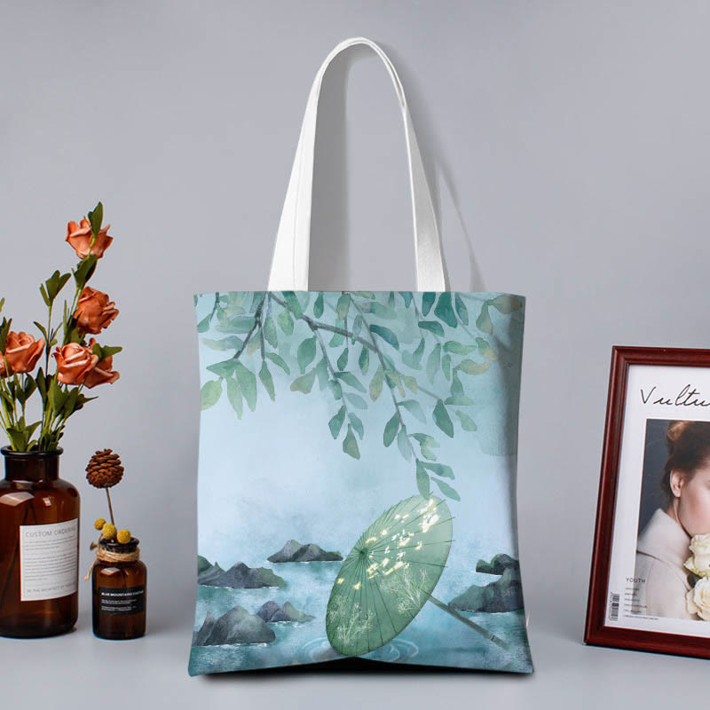 Buddhist Blessing Canvas Colourful Shoulder Bag