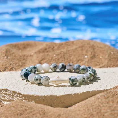 Buddhist Blessing Natural Agate Stone Shark Wisdom Bracelet
