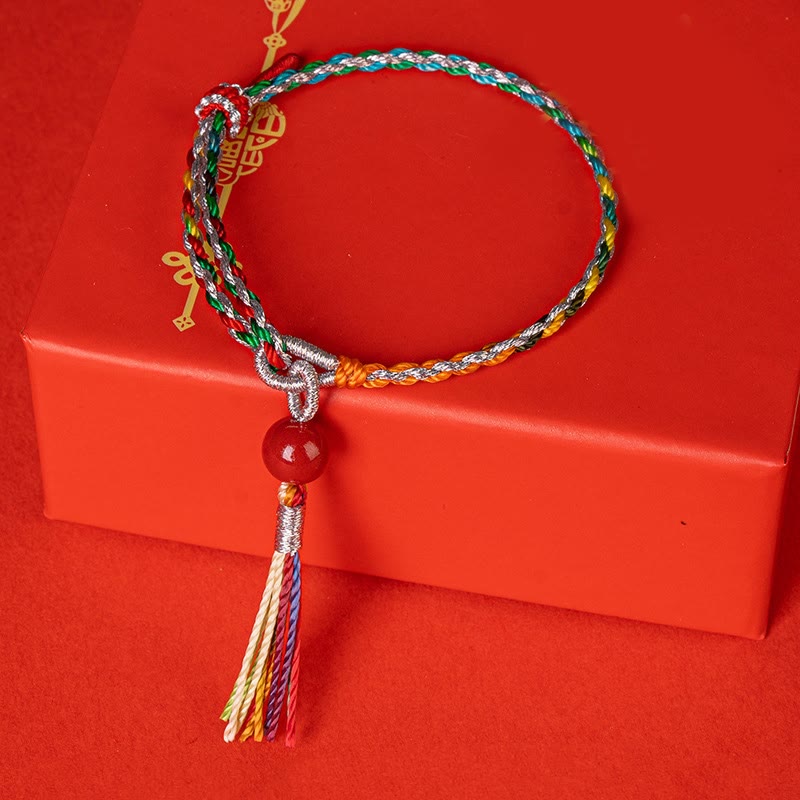 Buddhist Blessing Colorful String Cinnabar Concentration Bracelet