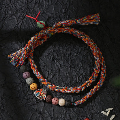 Buddhist Blessing Dragon Boat Festival Colorful Rope Lava Rock Fu Character Rice Dumplings Luck Braided Bracelet
