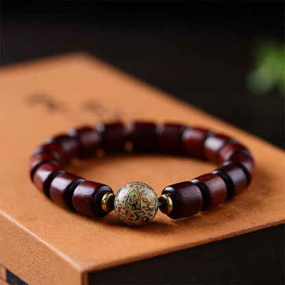 Buddhist Blessing Natural Green Sandalwood Small Leaf Red Sandalwood Lacquer Bead Peace Bracelet
