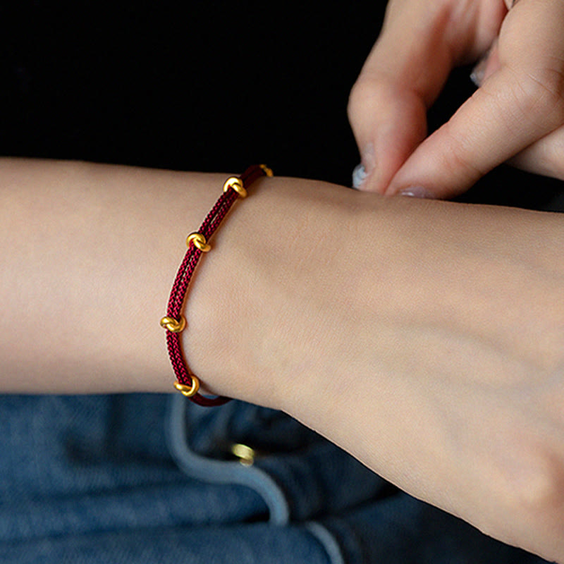 Buddhist Blessing 999 Gold Wish Knot Design Handmade Luck Braided Rope Bracelet