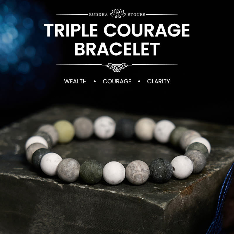 Buddhist Blessing White Turquoise Picasso Jasper Green Calcite Blessing Bracelet