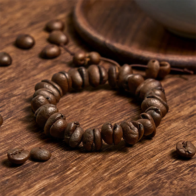 Buddhist Blessing Handmade Natural Coffee Beans Bracelet