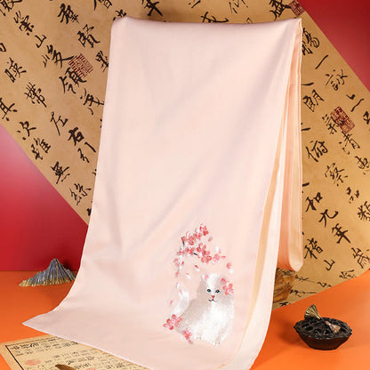 Buddhist Blessing Polyester Shawl Yulan Butterfly Bamboo Magpie Suzhou Embroidery Winter Cozy Travel Scarf Wrap