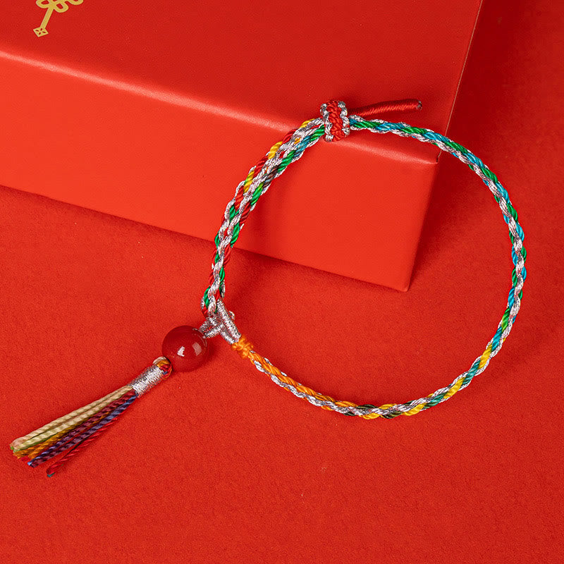 Buddhist Blessing Colorful String Cinnabar Concentration Bracelet