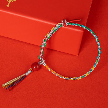Buddhist Blessing Colorful String Cinnabar Concentration Bracelet