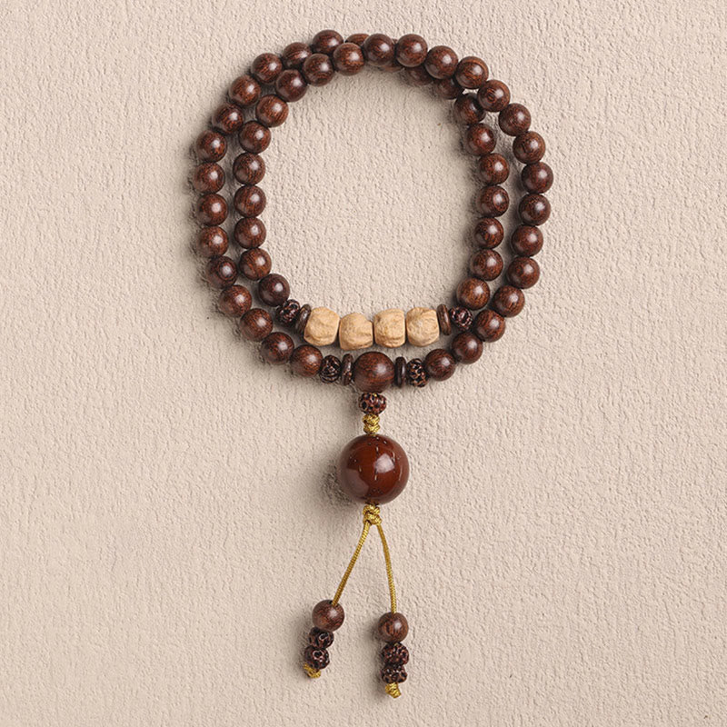 Buddhist Blessing Sandalwood Small Leaf Red Sandalwood Bodhi Seed Purification Double Wrap Bracelet