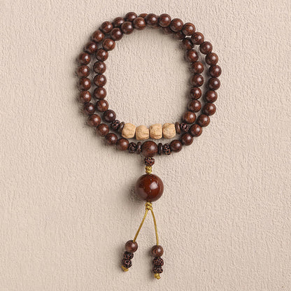 Buddhist Blessing Sandalwood Small Leaf Red Sandalwood Bodhi Seed Purification Double Wrap Bracelet