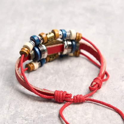 Buddhist Blessing Tibetan Evil Eye Leather Adjustable Protection Bracelet