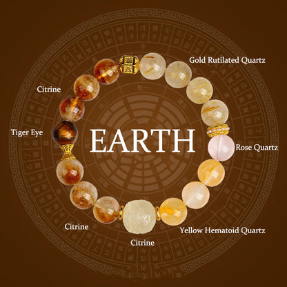 Buddhist Blessing Five Elements Various Agate Crystal Green Phantom Rutilated Quartz Green Grape Agate Malachite Luck Bracelet