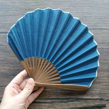 Buddhist Blessing Retro Solid Color Shell Shape Handheld Bamboo Folding Fan