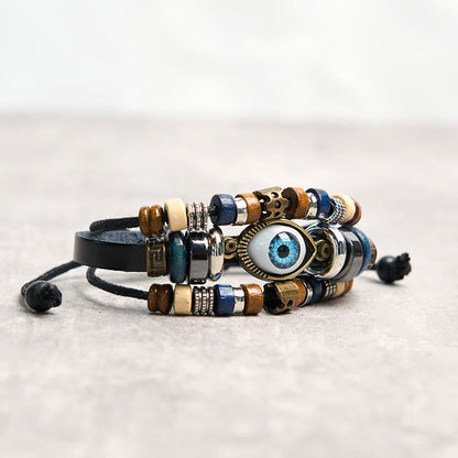 Buddhist Blessing Tibetan Evil Eye Leather Adjustable Protection Bracelet