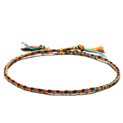 Buddhist Blessing Handmade Colorful Rope Braided Tassel Adjustable Harmony Bracelet