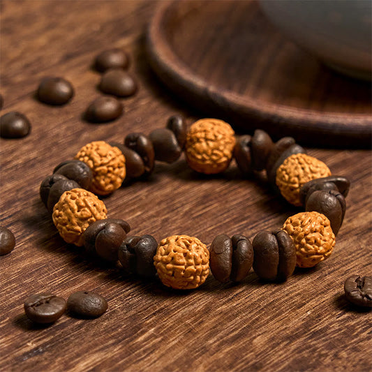 Buddhist Blessing Handmade Natural Coffee Beans Bodhi Seed Luck Bracelet